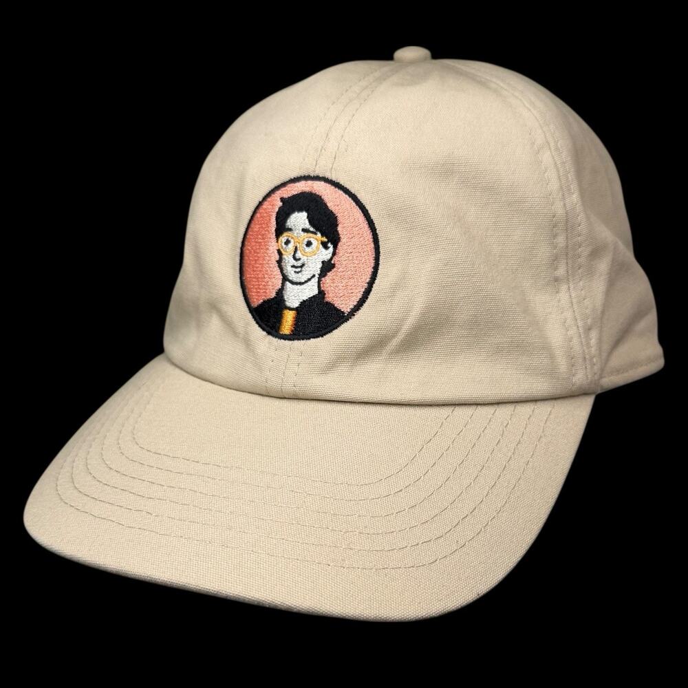 Beechfield B54 Beige Baseball Cap Nerd Embroidery Organic Cotton Adjustable Hat
